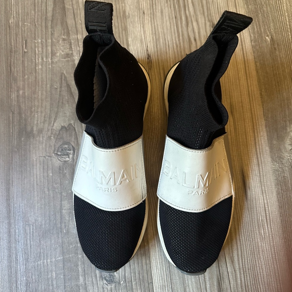 Balmain Black and White Slip-On Sneakers 8.5 - 9 men’s